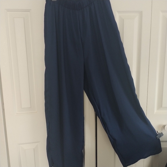 Amazon Orska Two Piece Navy Wide Leg Pants Suit Long Top 2XL - Picture 6 of 11